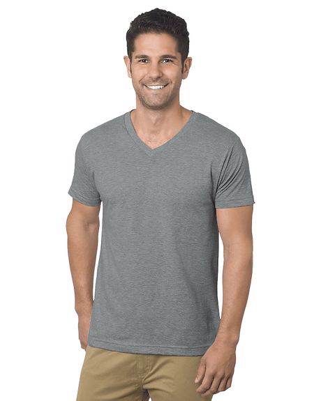 Bayside Unisex USA - Made V - Neck T-Shirt - Bayside 5025 Dark Ash S Short Sleeve T-Shirts