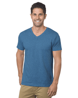 Bayside Unisex USA - Made V - Neck T-Shirt - Bayside 5025 Heather Royal S Short Sleeve T-Shirts
