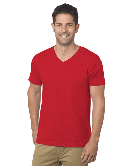 Bayside Unisex USA - Made V - Neck T-Shirt - Bayside 5025 Red S Short Sleeve T-Shirts