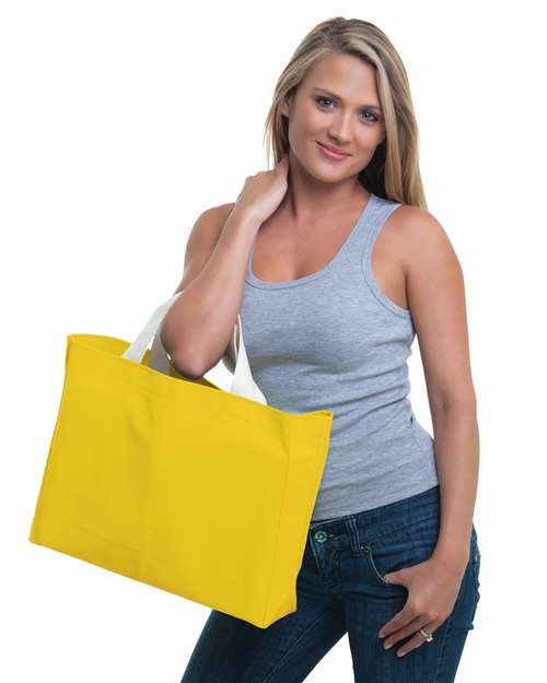 Bayside USA Made Cotton Canvas Medium Gusset Tote Bag - Bayside BA750 Yellow One Size Tote Bags