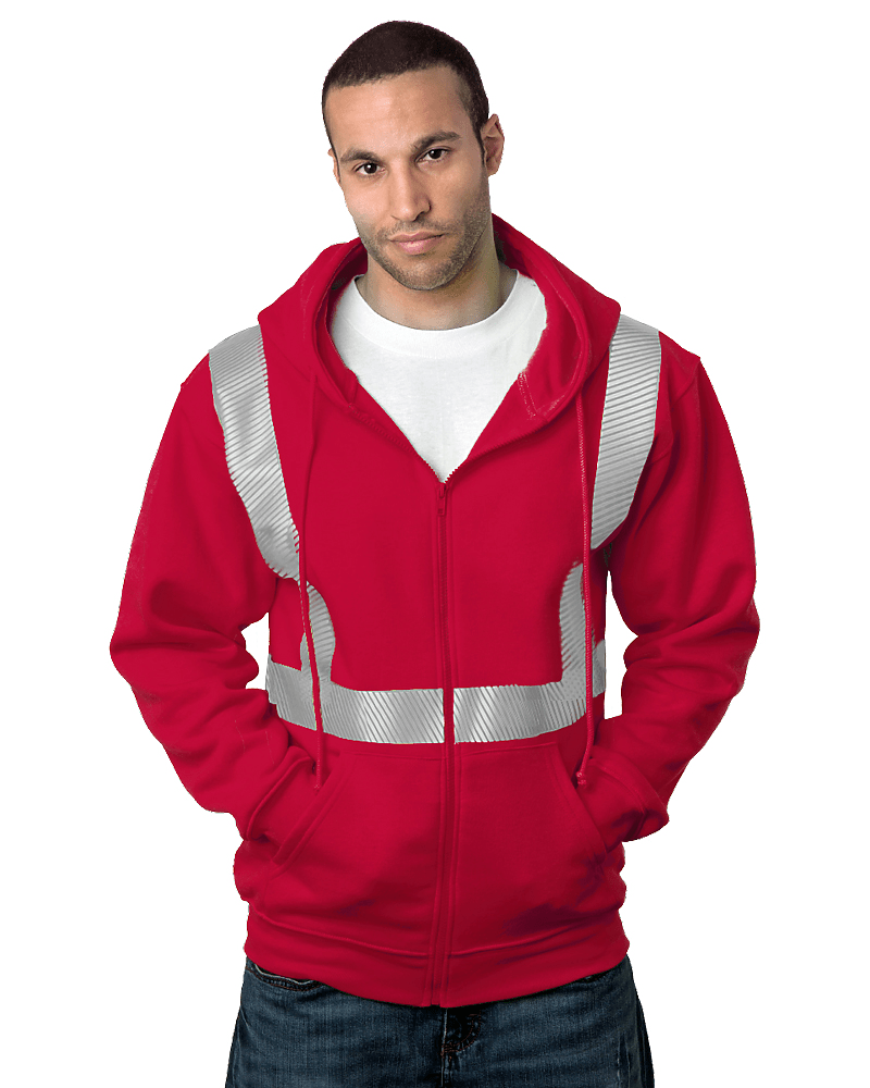 Bayside USA - Made Hi - Visibility Full - Zip Hooded Sweatshirt - Segmented Tape - Bayside 3737 Cardinal S Zip Hoodies