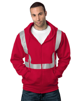 Bayside USA - Made Hi - Visibility Full - Zip Hooded Sweatshirt - Segmented Tape - Bayside 3737 Cardinal S Zip Hoodies