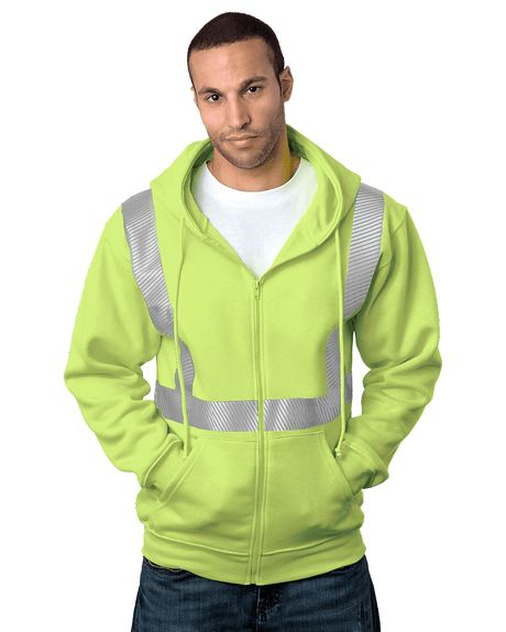 Bayside USA - Made Hi - Visibility Full - Zip Hooded Sweatshirt - Segmented Tape - Bayside 3737 Lime Green S Zip Hoodies