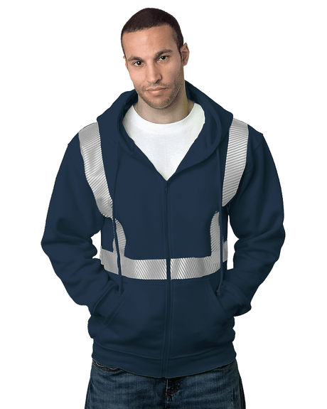 Bayside USA - Made Hi - Visibility Full - Zip Hooded Sweatshirt - Segmented Tape - Bayside 3737 Navy S Zip Hoodies