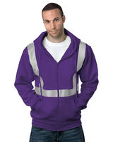 Bayside USA - Made Hi - Visibility Full - Zip Hooded Sweatshirt - Segmented Tape - Bayside 3737 Purple S Zip Hoodies