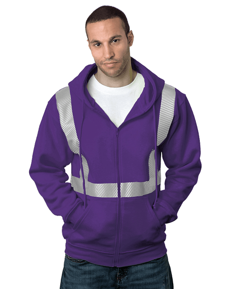 Bayside USA - Made Hi - Visibility Full - Zip Hooded Sweatshirt - Segmented Tape - Bayside 3737 Purple S Zip Hoodies