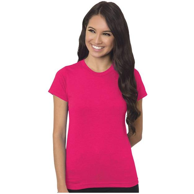 Bayside Women's USA - Made Fine Jersey T-Shirt - Bayside 4990 Heather Royal S Short Sleeve T-Shirts