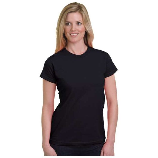 Bayside Women's USA - Made Fine Jersey T-Shirt - Bayside 5850 Black S Short Sleeve T-Shirts
