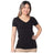 Bayside Women's USA - Made Fine Jersey V - Neck T-Shirt - Bayside 5875 Black S Short Sleeve T-Shirts