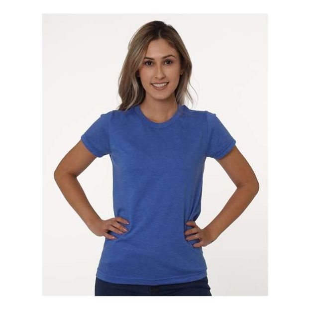 Bayside Women's USA - Made Triblend T-Shirt - Bayside 5810 Tri Denim S Short Sleeve T-Shirts