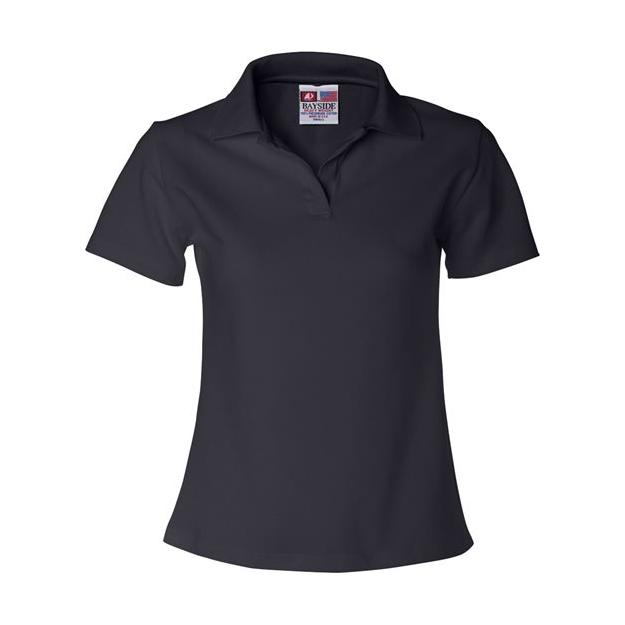 Bayside Women's USA - Made V - Neck Polo - Bayside 1050 Black XS