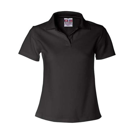 Bayside Women's USA - Made V - Neck Polo - Bayside 1050 Black XS