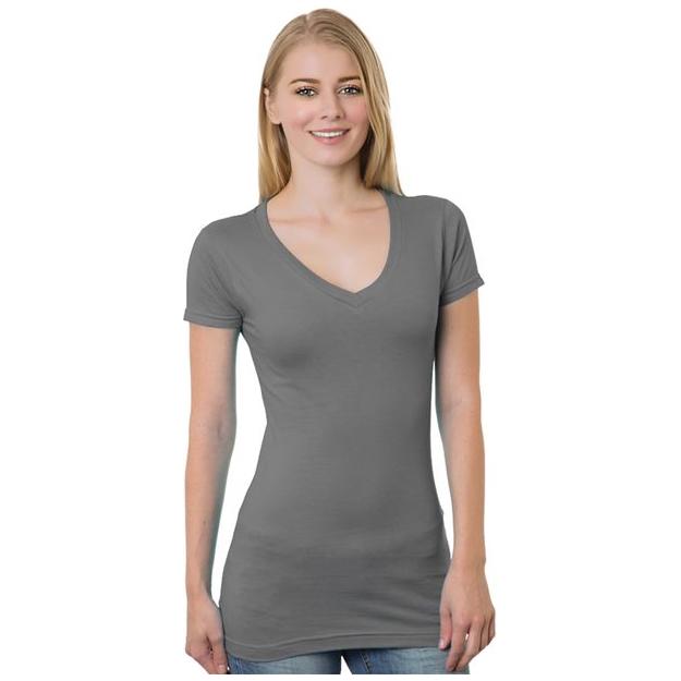 Bayside Women's USA - Made V - Neck T-Shirt - Bayside 3407 Black XS Short Sleeve T-Shirts