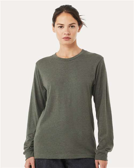 BELLA + CANVAS Heather CVC Long Sleeve Tee - BELLA + CANVAS 3501CVC Heather Military Green XS Long Sleeve T-Shirts