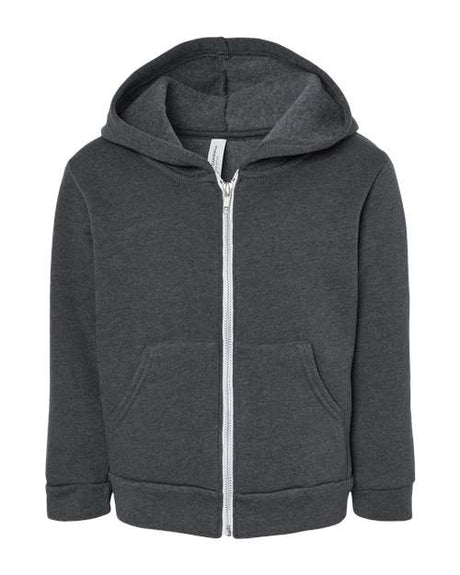 BELLA + CANVAS Toddler Sponge Fleece Full - Zip Hoodie Sweatshirt - BELLA + CANVAS 3739T Dark Grey Heather 2T Zip Hoodies