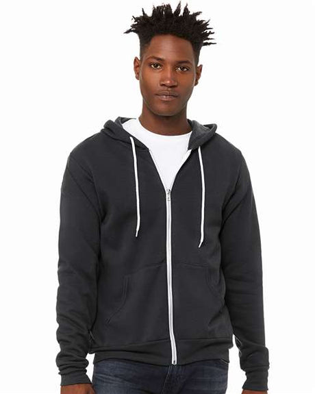 BELLA + CANVAS Unisex Sponge Fleece Full - Zip Hoodie Sweatshirt - BELLA + CANVAS 3739 DTG Dark Grey XS Zip Hoodies
