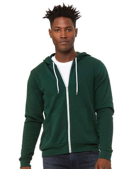 BELLA + CANVAS Unisex Sponge Fleece Full - Zip Hoodie Sweatshirt - BELLA + CANVAS 3739 Forest XS Zip Hoodies