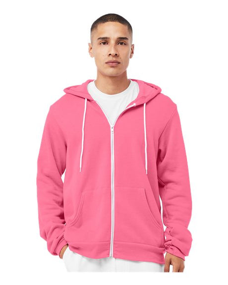 BELLA + CANVAS Unisex Sponge Fleece Full - Zip Hoodie Sweatshirt - BELLA + CANVAS 3739 Heather Charity Pink XS Zip Hoodies