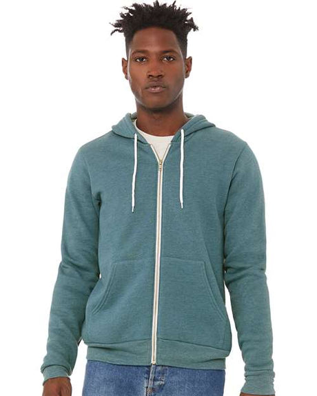 BELLA + CANVAS Unisex Sponge Fleece Full - Zip Hoodie Sweatshirt - BELLA + CANVAS 3739 Heather Deep Teal XS Zip Hoodies