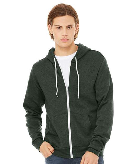 BELLA + CANVAS Unisex Sponge Fleece Full - Zip Hoodie Sweatshirt - BELLA + CANVAS 3739 Heather Forest XS Zip Hoodies