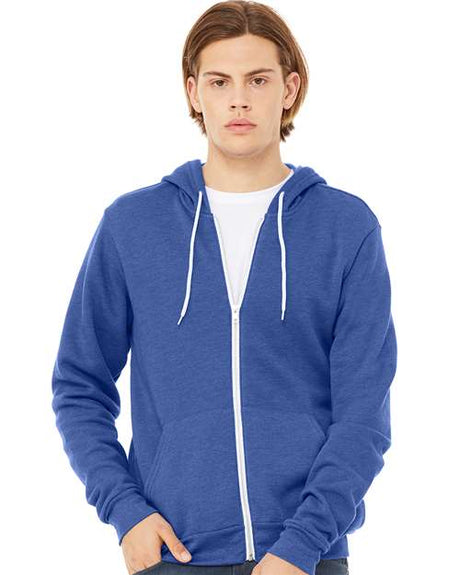 BELLA + CANVAS Unisex Sponge Fleece Full - Zip Hoodie Sweatshirt - BELLA + CANVAS 3739 Heather True Royal XS Zip Hoodies