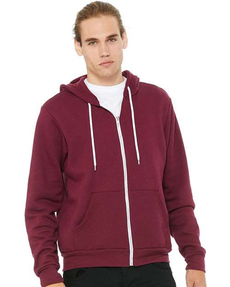 BELLA + CANVAS Unisex Sponge Fleece Full - Zip Hoodie Sweatshirt - BELLA + CANVAS 3739 Maroon XS Zip Hoodies