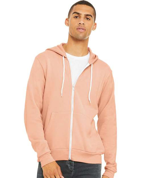 BELLA + CANVAS Unisex Sponge Fleece Full - Zip Hoodie Sweatshirt - BELLA + CANVAS 3739 Peach XS Zip Hoodies