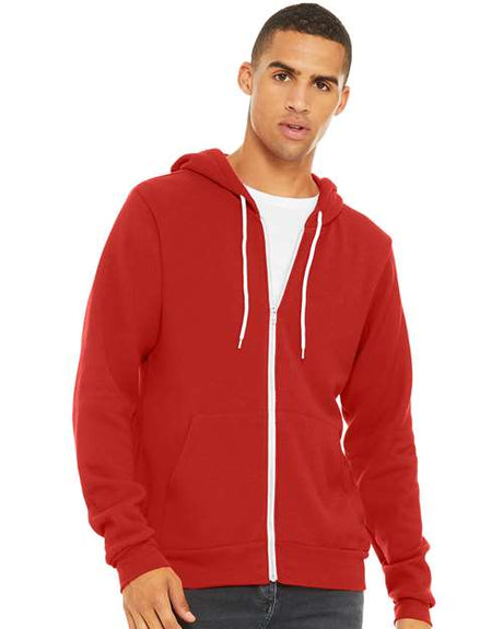 BELLA + CANVAS Unisex Sponge Fleece Full - Zip Hoodie Sweatshirt - BELLA + CANVAS 3739 Red XS Zip Hoodies