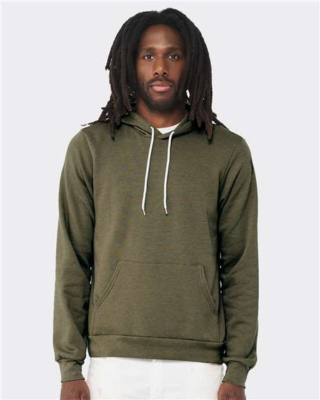 BELLA + CANVAS Unisex Sponge Fleece Hoodie Sweatshirt - BELLA + CANVAS 3719 Heather Olive XS Sweatshirts