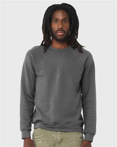 BELLA + CANVAS Unisex Sponge Fleece Raglan Crewneck Sweatshirt - BELLA + CANVAS 3901 Asphalt XS Crewneck Sweatshirts