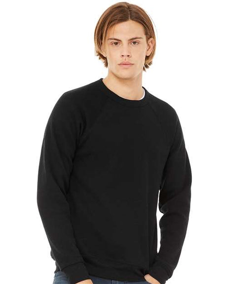 BELLA + CANVAS Unisex Sponge Fleece Raglan Crewneck Sweatshirt - BELLA + CANVAS 3901 Black XS Crewneck Sweatshirts