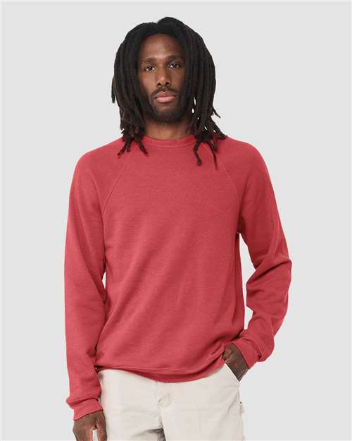 BELLA + CANVAS Unisex Sponge Fleece Raglan Crewneck Sweatshirt - BELLA + CANVAS 3901 Heather Red XS Crewneck Sweatshirts
