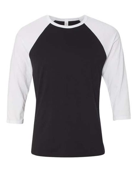 BELLA + CANVAS Unisex Three - Quarter Sleeve Baseball Tee - BELLA + CANVAS 3200 Black/ White XS Short Sleeve T-Shirts