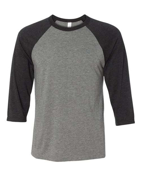 BELLA + CANVAS Unisex Three - Quarter Sleeve Baseball Tee - BELLA + CANVAS 3200 Grey/ Charcoal Black Triblend XS Short Sleeve T-Shirts