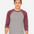 BELLA + CANVAS Unisex Three - Quarter Sleeve Baseball Tee - BELLA + CANVAS 3200 Grey/ Maroon Triblend XS Short Sleeve T-Shirts