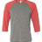 BELLA + CANVAS Unisex Three - Quarter Sleeve Baseball Tee - BELLA + CANVAS 3200 Grey/ Red Triblend XS Short Sleeve T-Shirts