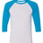 BELLA + CANVAS Unisex Three - Quarter Sleeve Baseball Tee - BELLA + CANVAS 3200 White/ Neon Blue XS Short Sleeve T-Shirts