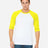 BELLA + CANVAS Unisex Three - Quarter Sleeve Baseball Tee - BELLA + CANVAS 3200 White/ Neon Yellow XS Short Sleeve T-Shirts