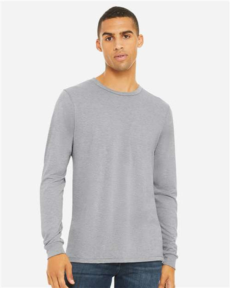 BELLA + CANVAS Unisex Triblend Long Sleeve Tee - BELLA + CANVAS 3513 Athletic Grey Triblend XS Long Sleeve T-Shirts