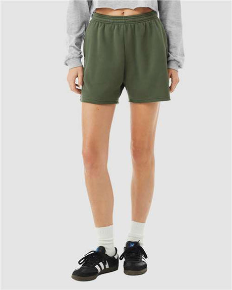 BELLA + CANVAS Women's Cutoff Fleece Shorts - BELLA + CANVAS 3787 Military Green S