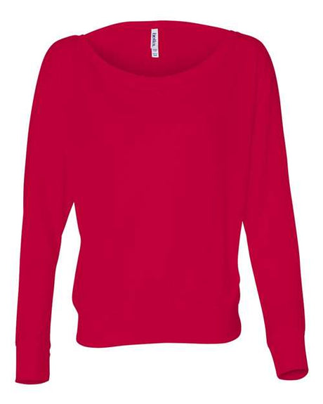 BELLA + CANVAS Women’s Flowy Off Shoulder Long Sleeve Tee - BELLA + CANVAS 8850 Red XS Long Sleeve T-Shirts