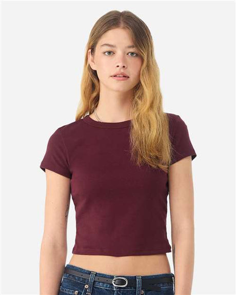 BELLA + CANVAS Women's Micro Rib Baby Tee - BELLA + CANVAS 1010 Solid Maroon Blend XS Short Sleeve T-Shirts
