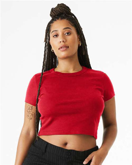 BELLA + CANVAS Women's Micro Rib Baby Tee - BELLA + CANVAS 1010 Solid Red Blend XS Short Sleeve T-Shirts