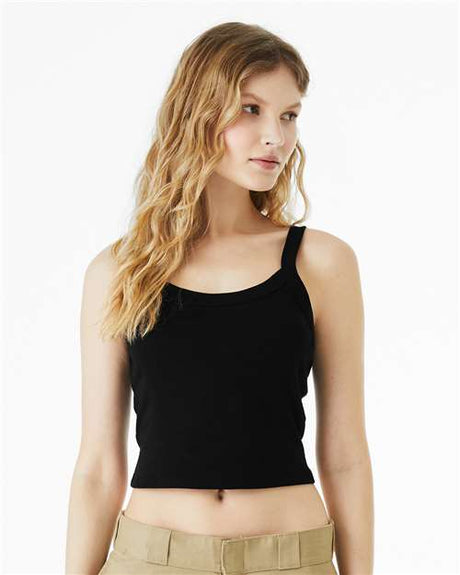 BELLA + CANVAS Women's Micro Rib Spaghetti Strap Tank - BELLA + CANVAS 1012 Solid Black Blend XS