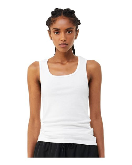 BELLA + CANVAS Women's Micro Rib Tank - BELLA + CANVAS 1081 Solid White Blend M