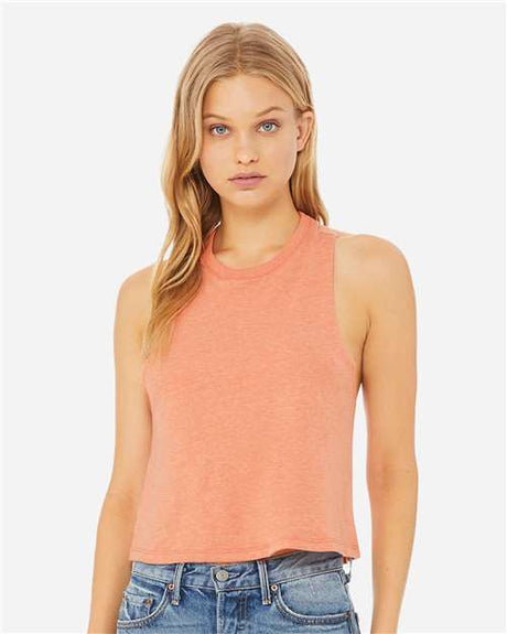 BELLA + CANVAS Women's Racerback Crop Tank - BELLA + CANVAS 6682 Heather Sunset S