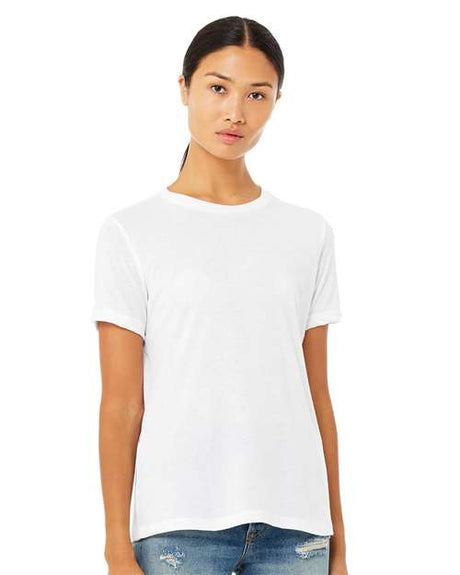 BELLA + CANVAS Women’s Relaxed Fit Heather CVC Tee - BELLA + CANVAS 6400CVC Solid White Blend S Short Sleeve T-Shirts