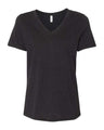 BELLA + CANVAS Women's Relaxed Heather CVC V - Neck Tee - BELLA + CANVAS 6405CVC Black Heather S Short Sleeve T-Shirts