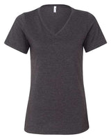 BELLA + CANVAS Women's Relaxed Heather CVC V - Neck Tee - BELLA + CANVAS 6405CVC Dark Grey Heather S Short Sleeve T-Shirts