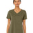 BELLA + CANVAS Women's Relaxed Heather CVC V - Neck Tee - BELLA + CANVAS 6405CVC Heather Olive S Short Sleeve T-Shirts